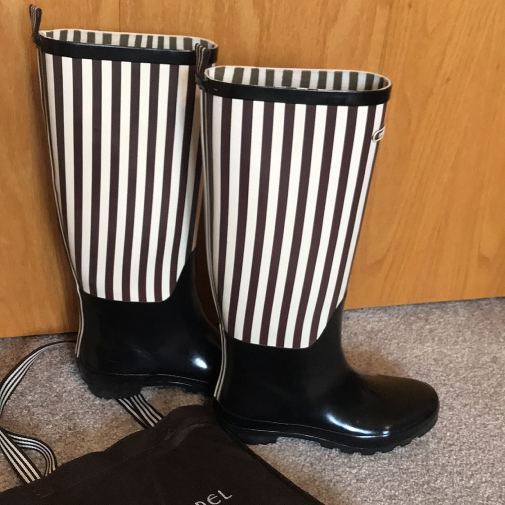 Henri Bendel Centennial Stripe wellies/rain boots size 9